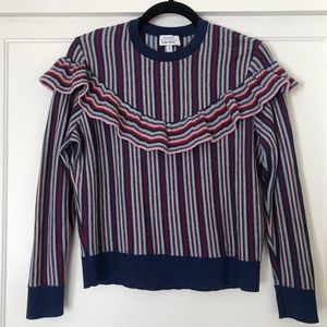 &otherstories Sparkly Striped Ruffle Sweater - M